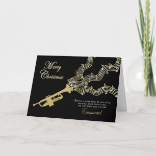 CHRISTMAS - CHRISTIAN - TRUMPET - MUSIC HOLIDAY CARD