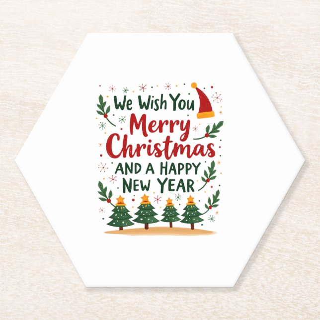 Christmas Christmas Christmas Christmas Christmas  Paper Coaster (Front)