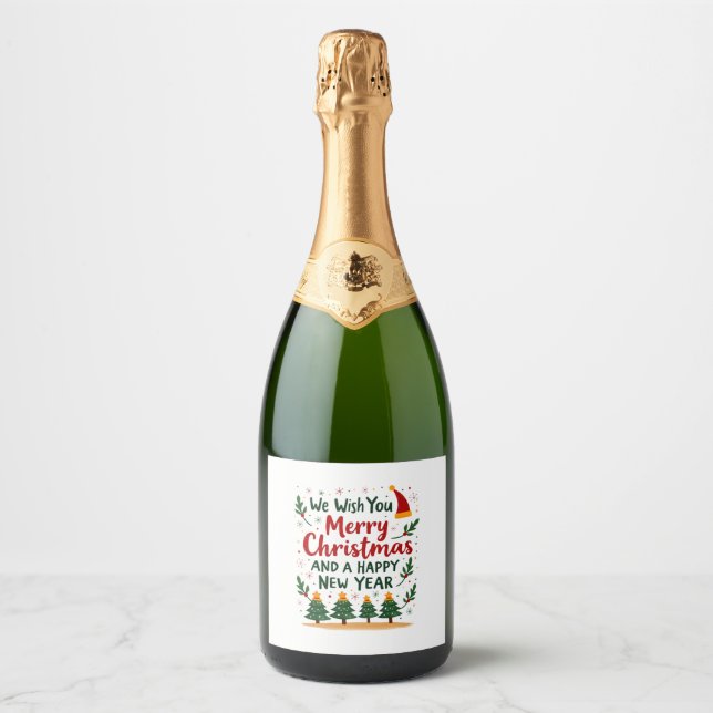 Christmas Christmas Christmas Christmas Christmas  Sparkling Wine Label (Front)