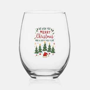Christmas Christmas Christmas Christmas Christmas  Stemless Wine Glass