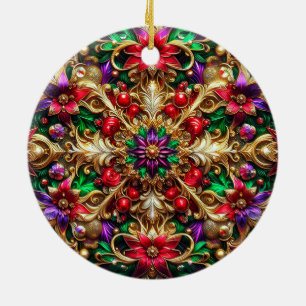 CHRISTMAS ~ Christmas Floral Design ~ Ceramic Tree Decoration