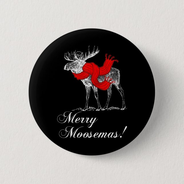 Christmas Christmas Moose Merry Moosemas 6 Cm Round Badge (Front)