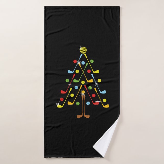 Christmas Christmas Tree Golf Golf Ball Shirt Bath Towel (Bath Towel)
