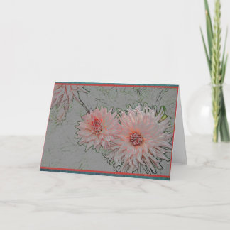 Christmas chrysanthemum with red and green borders holiday card