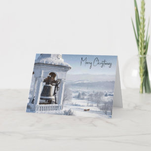 Christmas Church Bell with Horse-drawn Sleigh Card