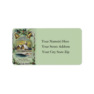 Christmas Church Bells Vintage Address Label