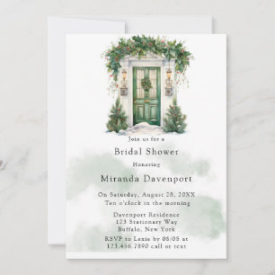 Christmas Church Door Winter Bridal Shower Invitation
