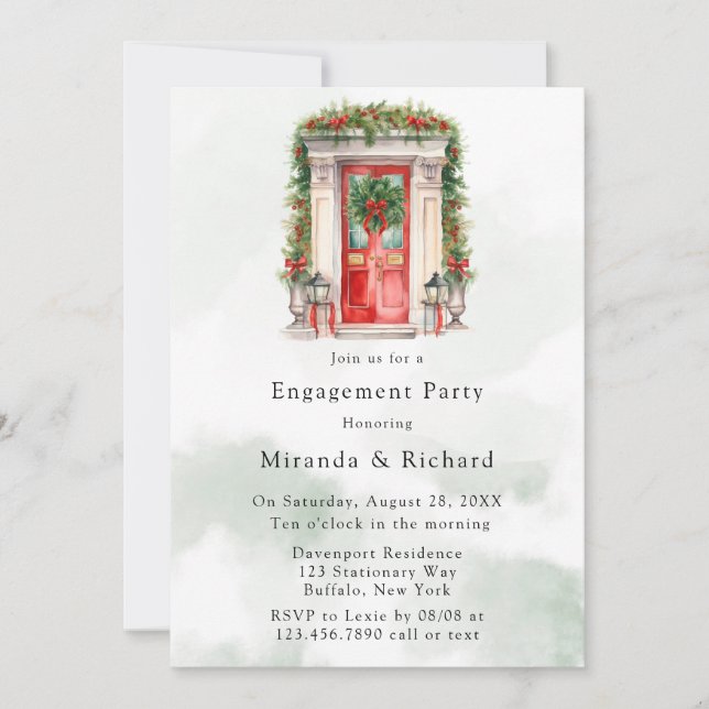 Christmas Church Door Winter Engagement Party Invitation (Front)