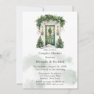 Christmas Church Door Winter Scene Couples Shower Invitation