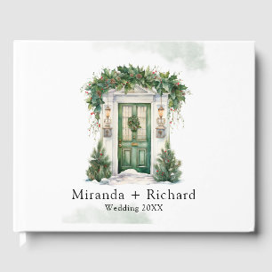 Christmas Church Door Winter Scene Wedding Guest Book