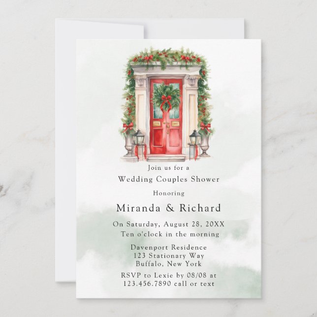 Christmas Church Door Winter Wedding Couple Shower Invitation (Front)