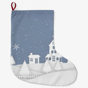 Christmas Church Landscape Large Christmas Stocking