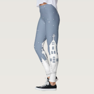 Christmas Church Landscape Leggings