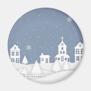 Christmas Church Landscape Magnet
