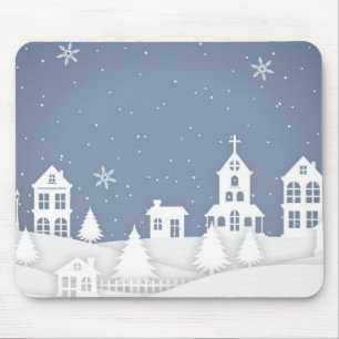 Christmas Church Landscape Mouse Mat