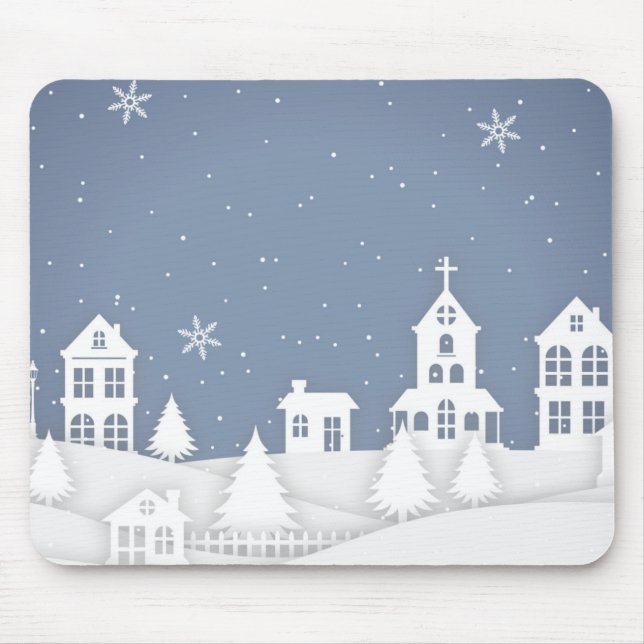 Christmas Church Landscape Mouse Mat (Front)