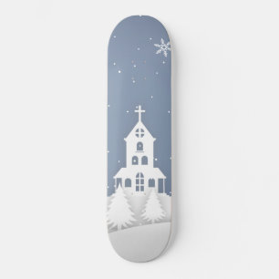 Christmas Church Landscape Skateboard