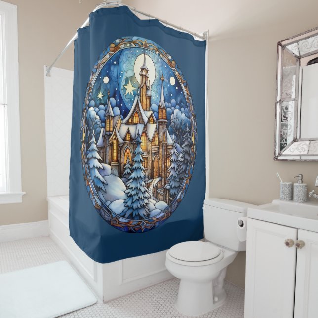 Christmas Church Shower Curtain (In Situ)