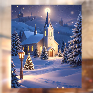 Christmas Church Window Cling