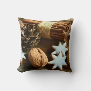 Christmas Cinnamon Sticks and Stars Cushion
