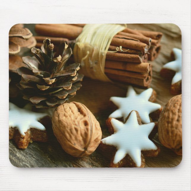 Christmas Cinnamon Sticks and Stars Mouse Mat (Front)