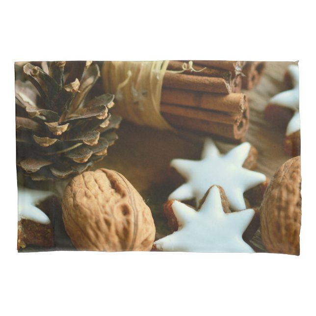 Christmas Cinnamon Sticks and Stars Pillowcase (Front)