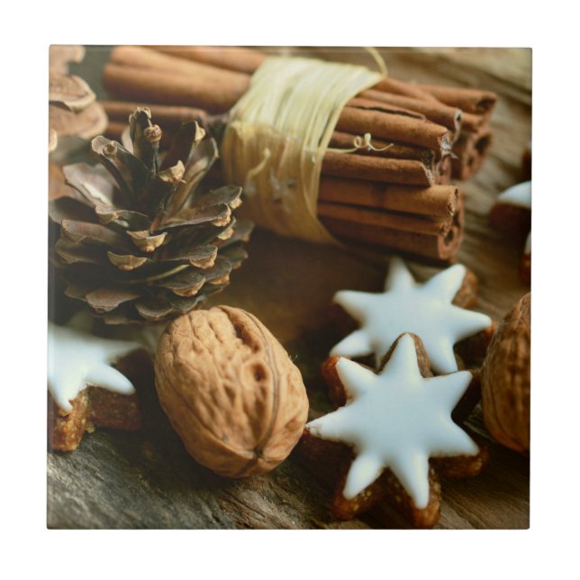 Christmas Cinnamon Sticks and Stars Tile (Front)