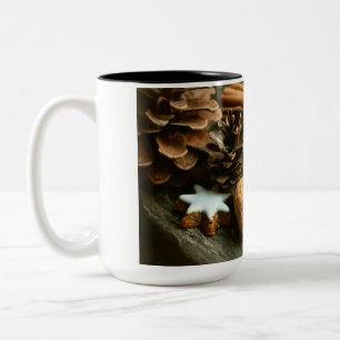 Christmas Cinnamon Sticks and Stars Two-Tone Coffee Mug