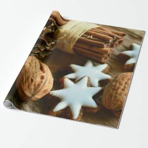 Christmas Cinnamon Sticks and Stars Wrapping Paper