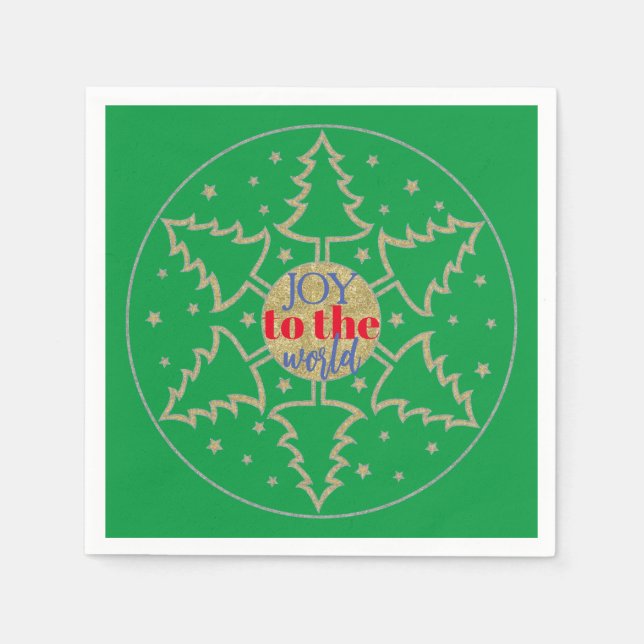 Christmas Circle of Green Trees Napkin (Front)