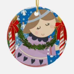 Christmas Circle Ornament, Angel Ceramic Tree Decoration