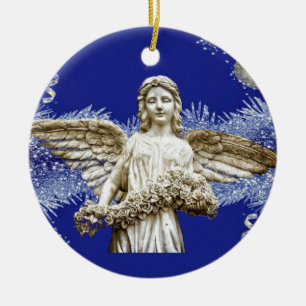 Christmas Circle Ornament, Christmas Angel Ceramic Tree Decoration
