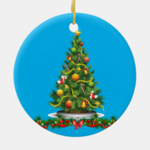 Christmas Circle Ornament, Christmas Tree Ceramic Tree Decoration