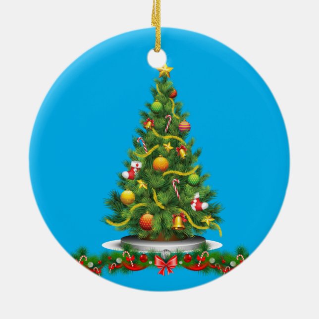 Christmas Circle Ornament, Christmas Tree Ceramic Tree Decoration (Back)