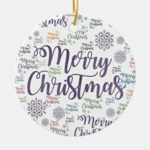 Christmas Circle Ornament, Merry Christmas Ceramic Tree Decoration