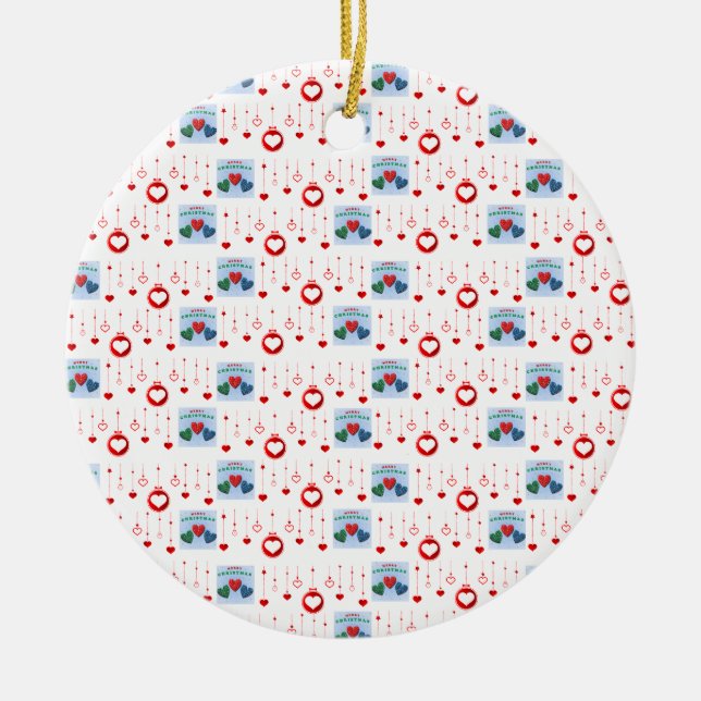 Christmas Circle Ornament, Merry Christmas Ceramic Tree Decoration (Front)