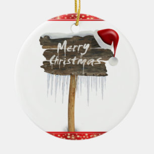 Christmas Circle Ornament, Merry Christmas Ceramic Tree Decoration