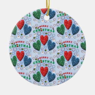 Christmas Circle Ornament, Merry Christmas Ceramic Tree Decoration