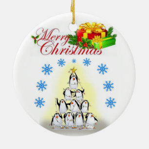 Christmas Circle Ornament, Merry Christmas Ceramic Tree Decoration