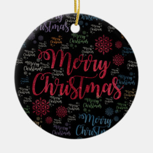 Christmas Circle Ornament, Merry Christmas Ceramic Tree Decoration
