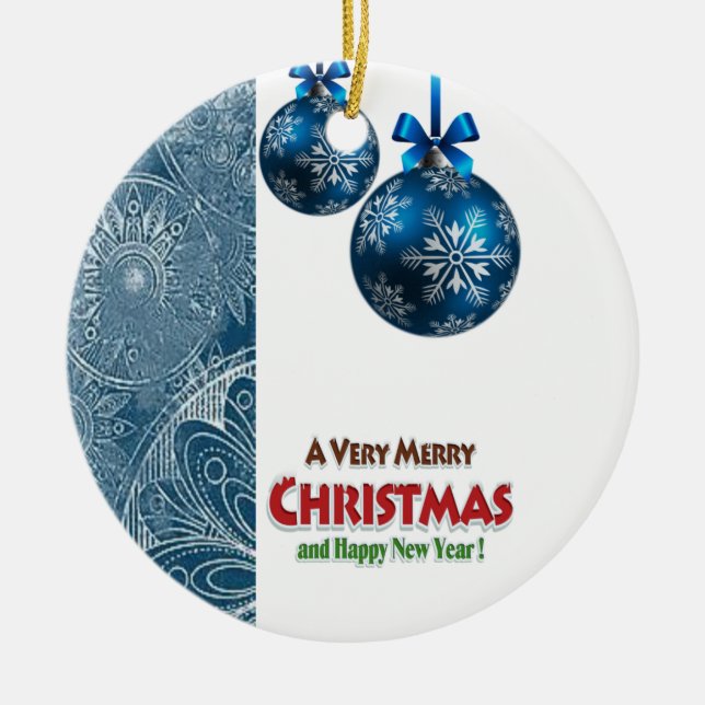 Christmas Circle Ornament, Merry Christmas Ceramic Tree Decoration (Front)