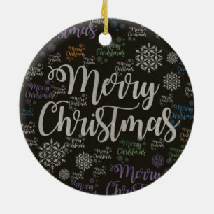 Christmas Circle Ornament, Merry Christmas Ceramic Tree Decoration