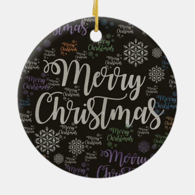 Christmas Circle Ornament, Merry Christmas Ceramic Tree Decoration (Back)