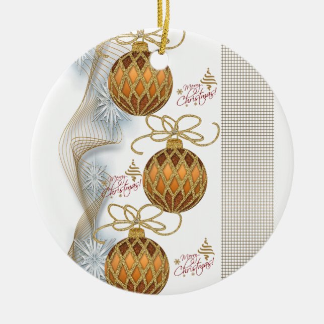 Christmas Circle Ornament, Merry Christmas Ceramic Tree Decoration (Front)