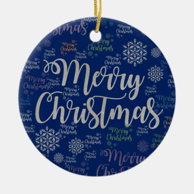 Christmas Circle Ornament, Merry Christmas Ceramic Tree Decoration (Front)