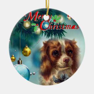 Christmas Circle Ornament, Merry Christmas Ceramic Tree Decoration