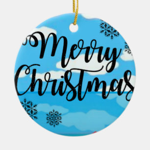 Christmas Circle Ornament, Merry Christmas Ceramic Tree Decoration