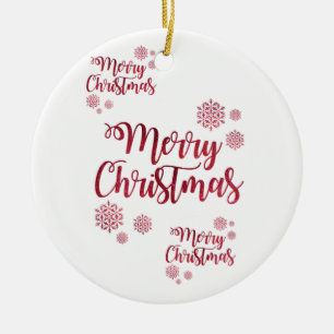 Christmas Circle Ornament, Merry Christmas Ceramic Tree Decoration