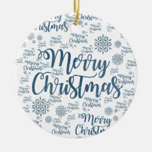 Christmas Circle Ornament, Merry Christmas Ceramic Tree Decoration