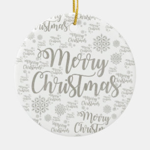 Christmas Circle Ornament, Merry Christmas Ceramic Tree Decoration